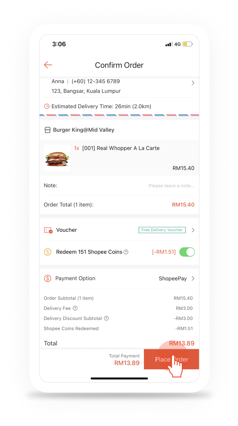 ShopeeFood Order Page